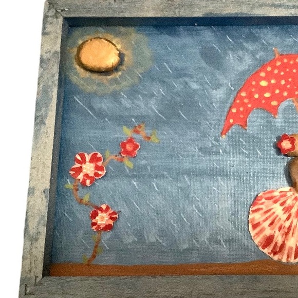 -Dancing in the rain handmade pebble art - Picture 4 of 4